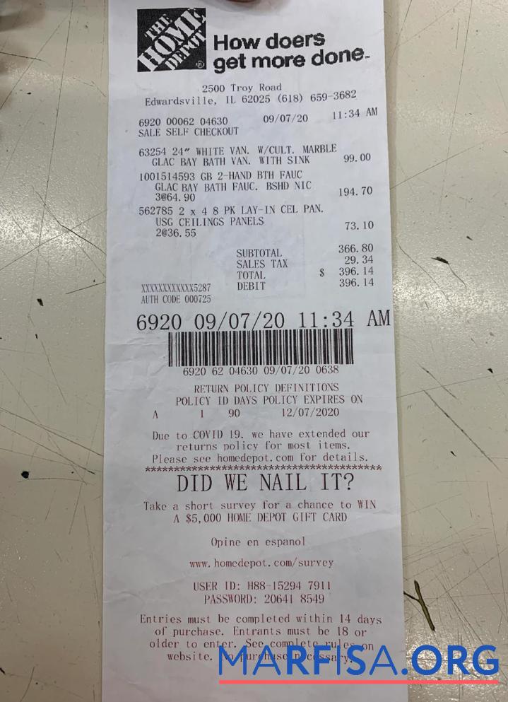 Blank The home depot receipt template